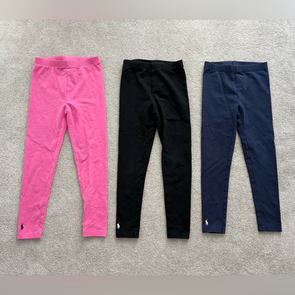 Polo by Ralph Lauren Kids Leggings Trio - Pink, Black, Navy